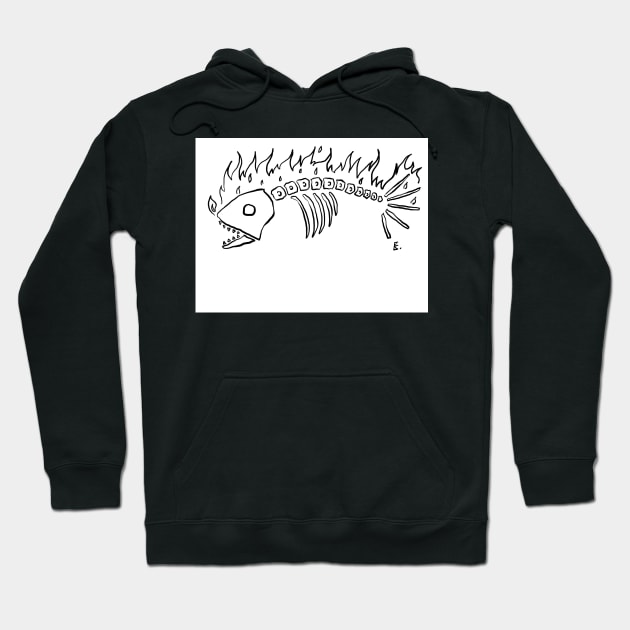 Flaming Fish Skeleton Hoodie by EK Irony